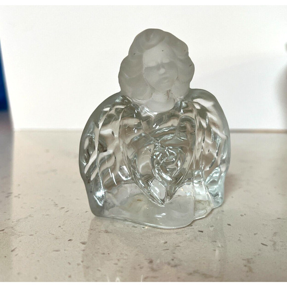 Vintage Fenton Art Glass Guardian Praying Angel Clear and Frosted Figurine 3.5" - Picture 1 of 8